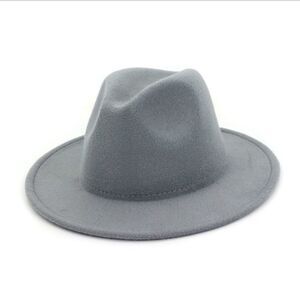 Gray Wide Brim Classic Fedora Hat
